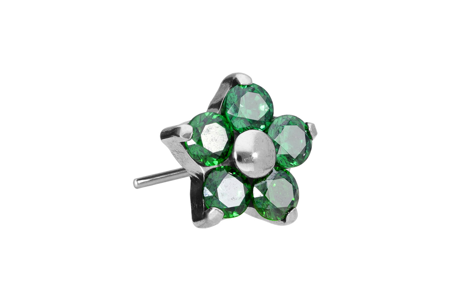 Titan Aufsatz mit Push Pin KRISTALLBLUME von Piercingline
